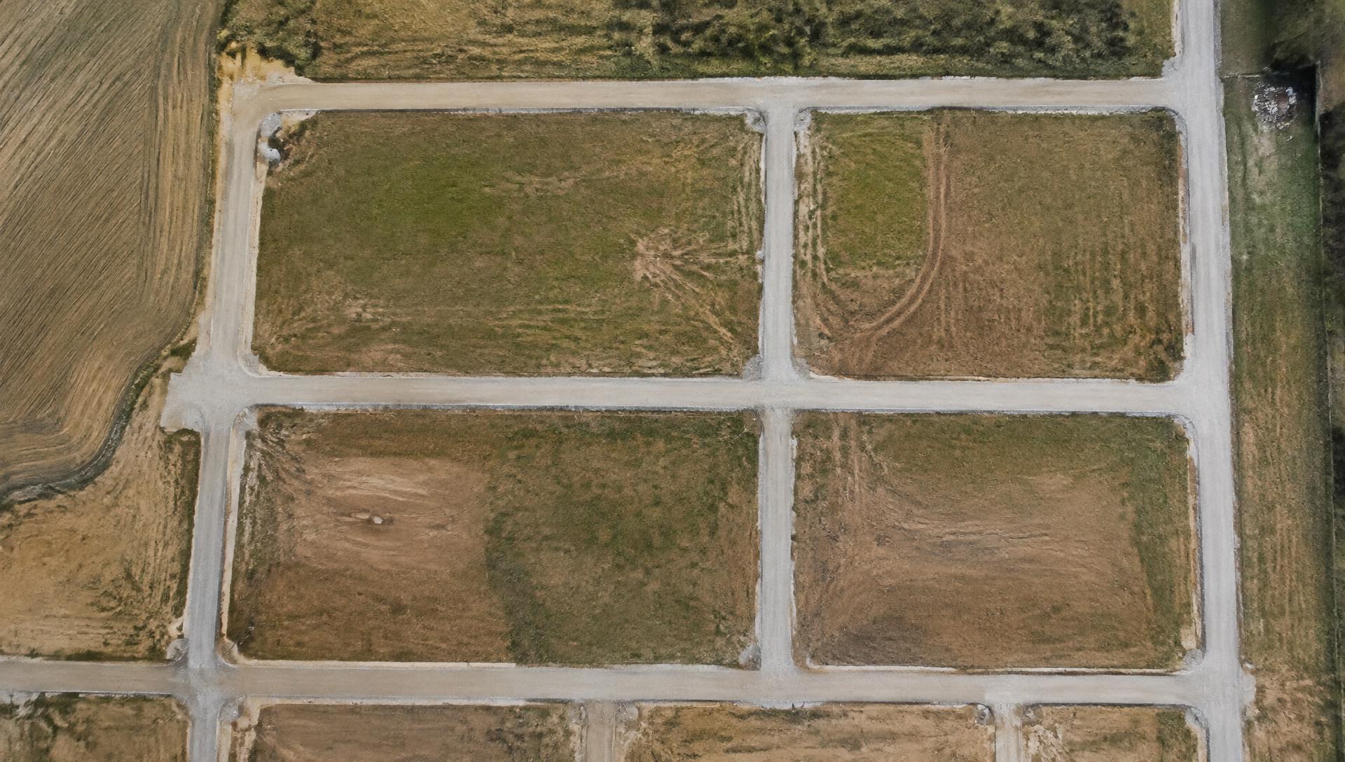 Aerial view of a surveyed parcel